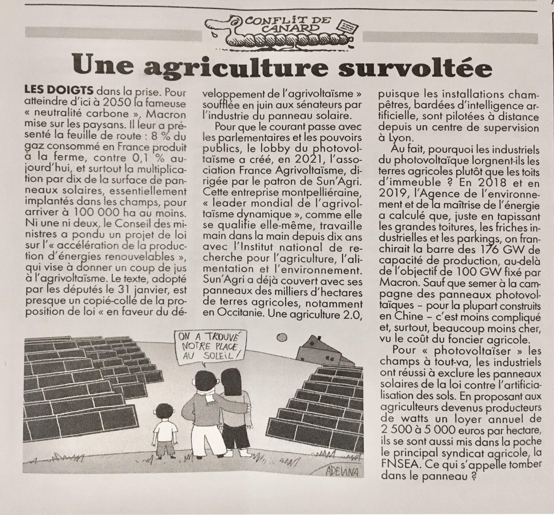 Article du Canard Enchainé 8 Février 2023